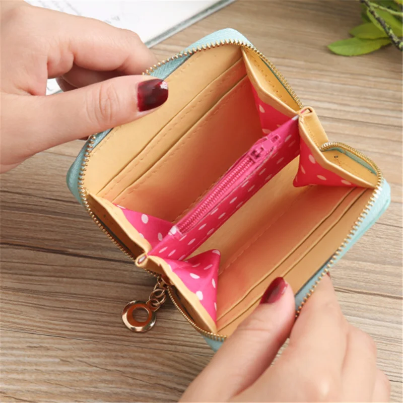 Кошелек женский из искусственной кожи короткий с бантом мешок для монет кошельки