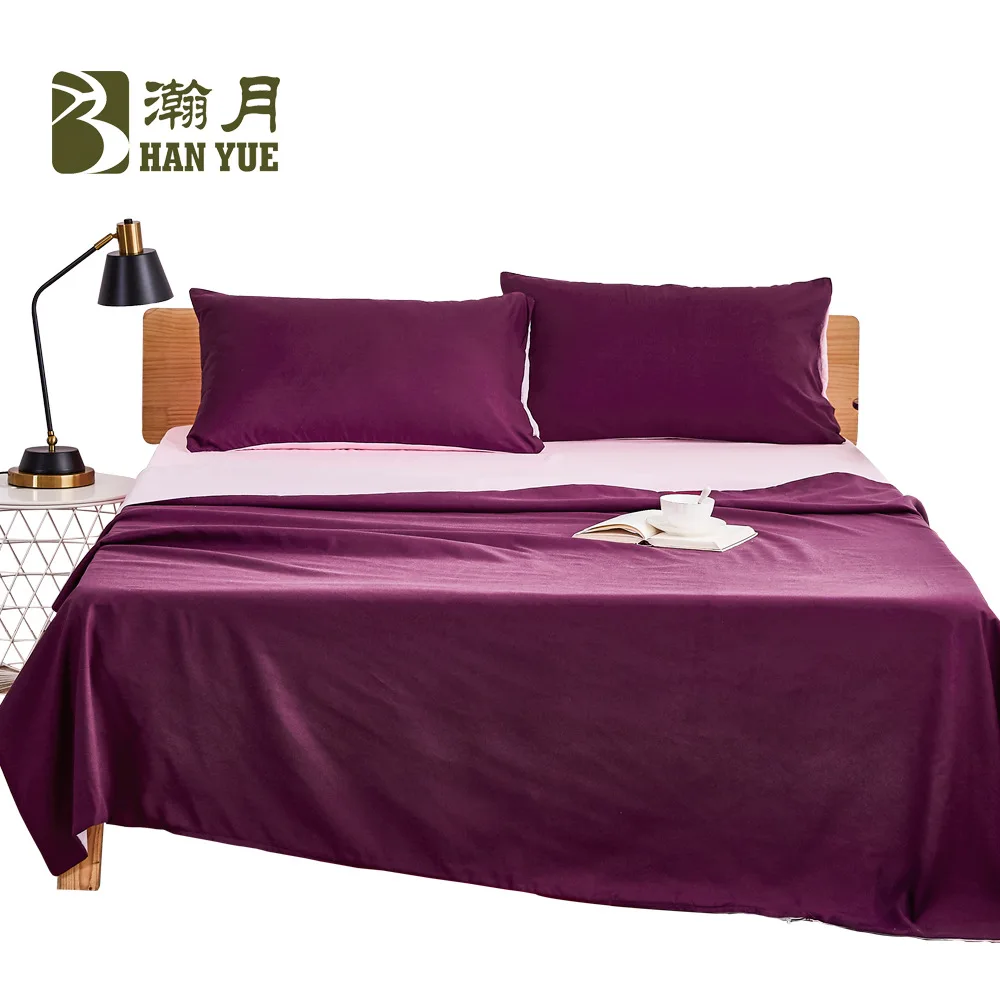 

Aloe vera cotton AB version plain sheets are set home textile bed hotel four-piece set of grinding woolen bed