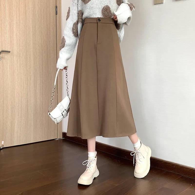Женские Элегантные Юбки миди с высокой талией 2021 осенние женские повседневные