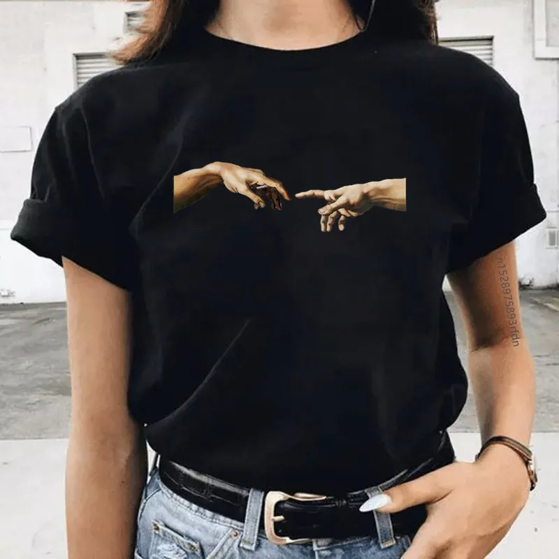 

Van Gogh Women Brand Black T-shirt Summer Short Sleeve White 90S Harajuku T-shirt Girl Fashion Streetwear Tee Clothes,Drop Ship