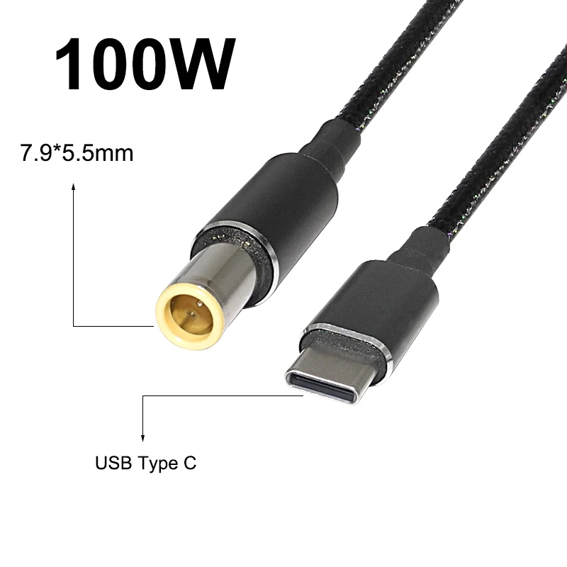 

100W PD Charging Cable Cord USB Type C to 7.9x5.5mm Power Adapter Connector for Lenovo Thinkpad T400 T410 T420 T430 T400 E420