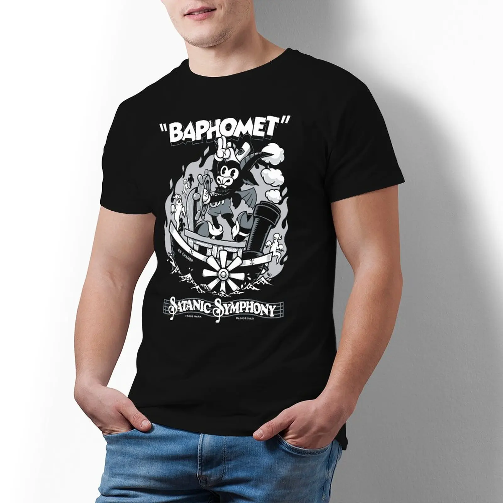 

Футболка Baphomet мужская с принтом, потрясающая тенниска из 100 хлопка, майка оверсайз с короткими рукавами, лето