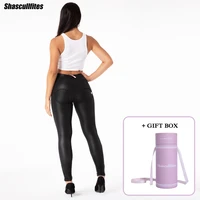 shascullfites melody pencil pants leather women matte black scrunch bum leather leggings non animal with gift box package