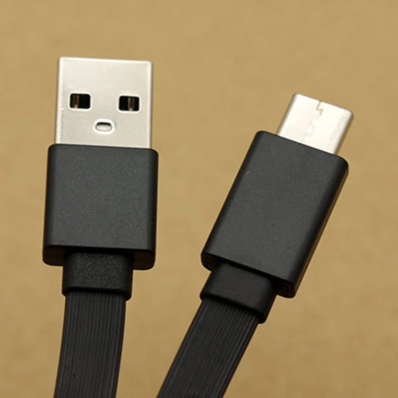 Кабель для передачи данных типа C кабель зарядки медный плоский 3A черный |