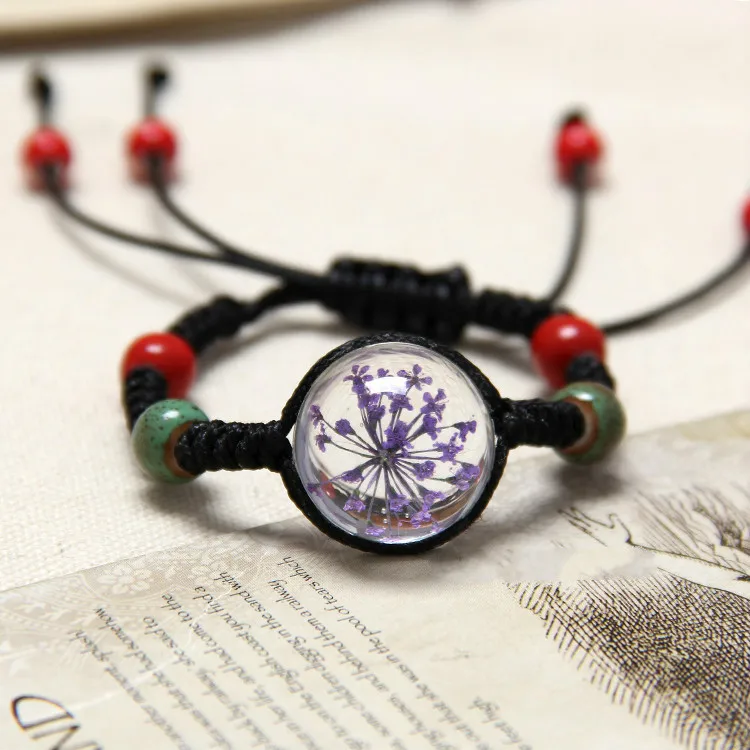 Натуральный белый кристалл камень браслет многоцветный вечный цветок ручной