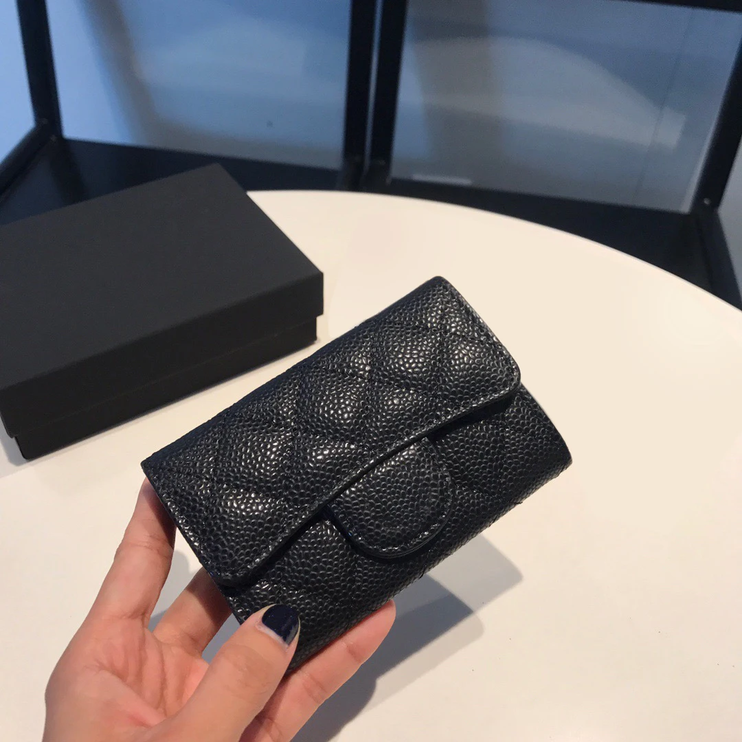 

2021 new high end customized luxury women's zero purse caviar leather leisure fashion card bag cardholder