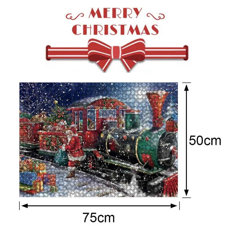 

New Christmas Jigsaw Puzzles for 2020,Santa Claus Send a Gift By Train- 1000 Piece Jigsaw Puzzle for Family