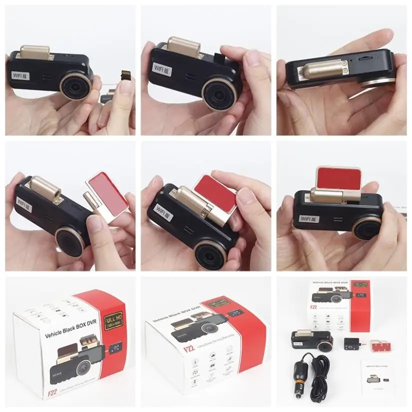 Автомобильный видеорегистратор с Wi-Fi для смартфона 1080P циклическая запись