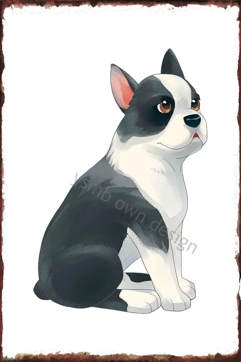 

Boston Terrier Vintage Metal Sign Tin Sign Tin Plates Wall Decor Room Decoration Retro For Art Man Cave Cafe Pub Home Club