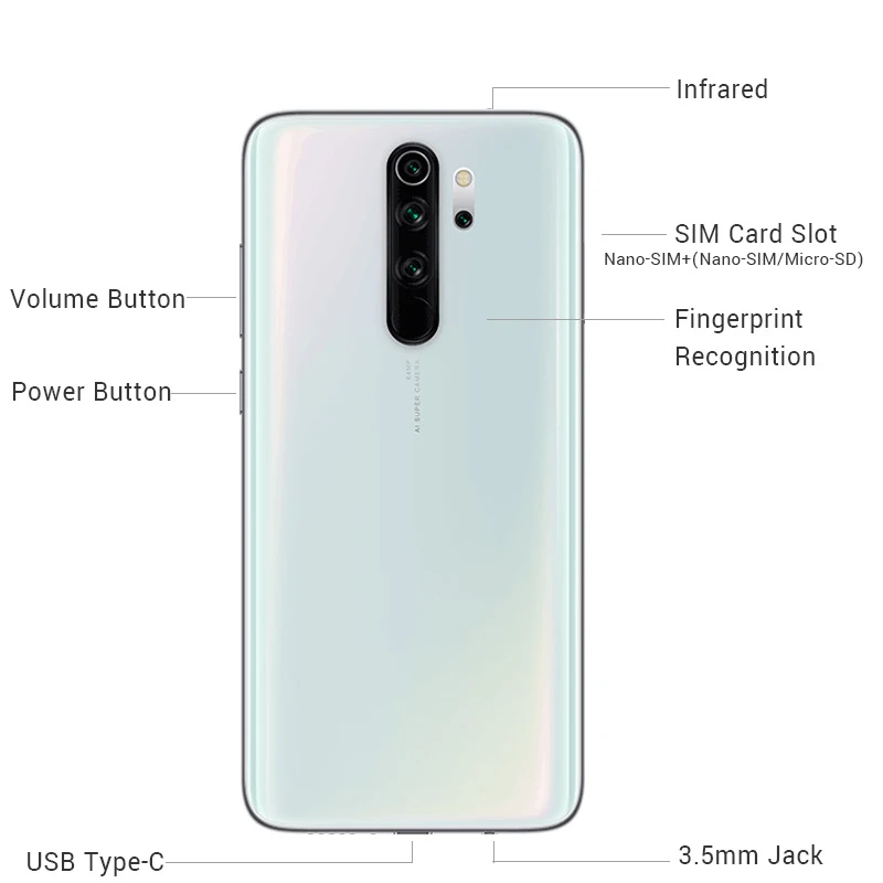 Xiaomi Redmi Note 8 Pro с глобальной прошивкой, 6 ГБ ОЗУ, 128 Гб ПЗУ, 64 мп, четырехъядерный мобильный телефон Helio G90T, четыре ядра, экран 6,5 дюйма, 4500 мАч