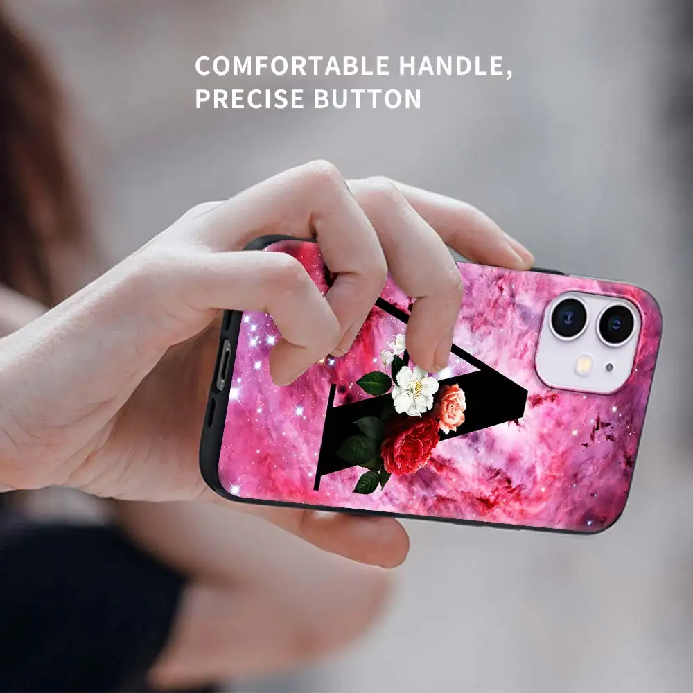 

Letter A B Flowers Pink Tpu Phone Case For Apple iPhone 7 11 12 Pro XR X 6 6S XS Max 5 5S 8 Plus SEF Soft Coque Mobile Cover