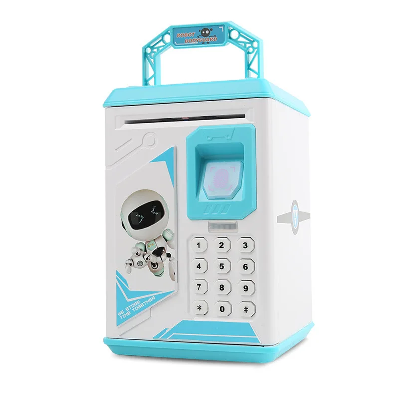 

Cartoon Fingerprint Sensing Coin Bank Automatic Roll Money Music Story ATM Money Box Plastic Ornaments Savings Bank