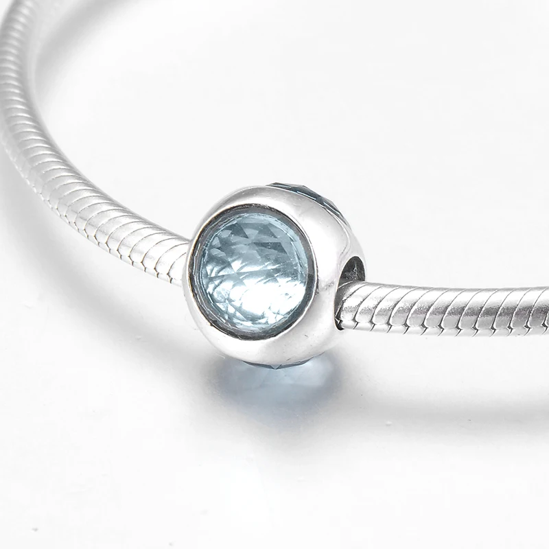 Очаровательные блестящие Серебристые голубые капли воды с фианитами для