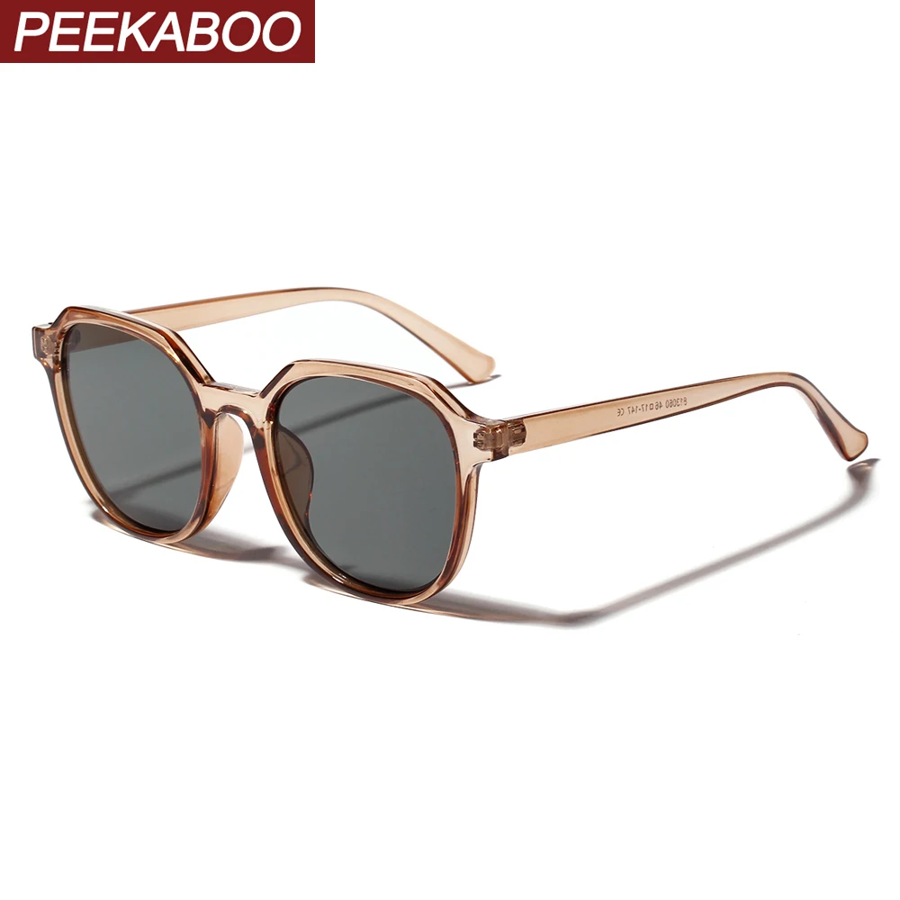 Peekaboo men transparent sunglasses square male uv400 summer accessories retro sun glasses for women brown orange