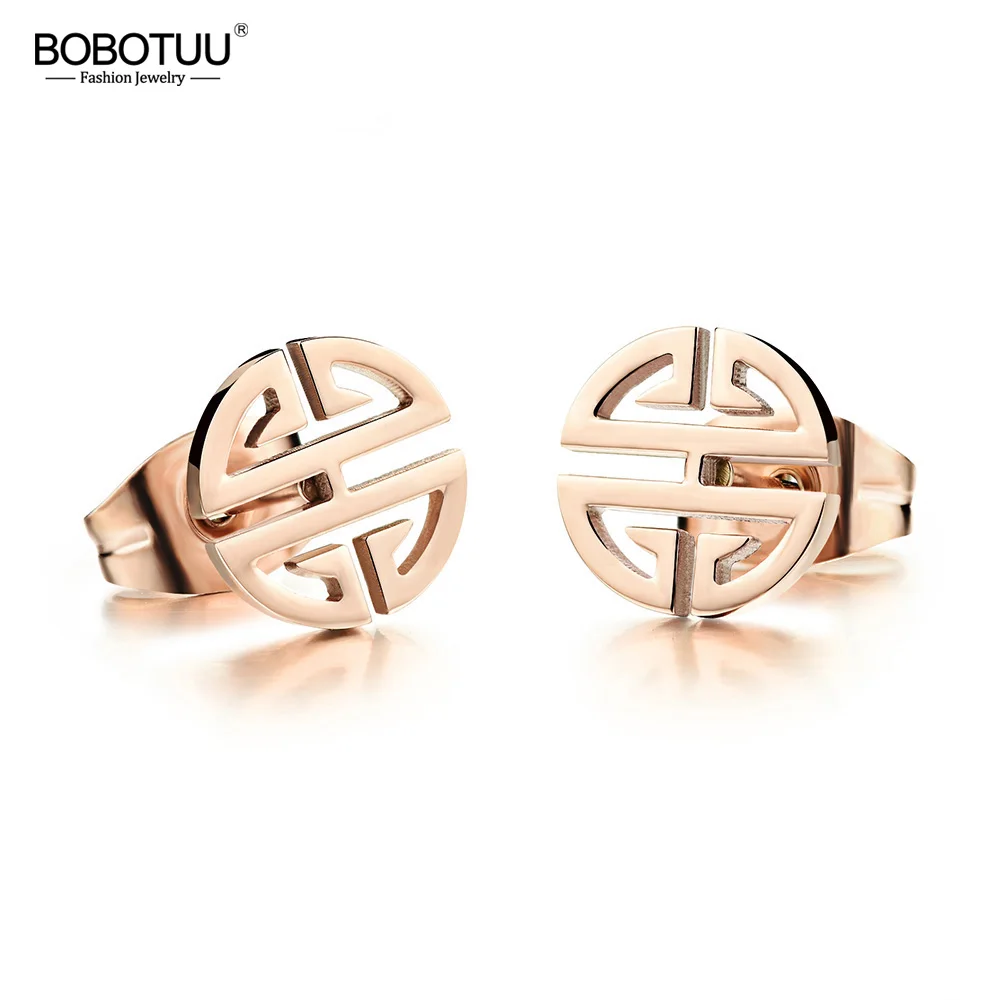 BOBOTUU оригинальный дизайн Китайские Этнические серьги из титановой стали