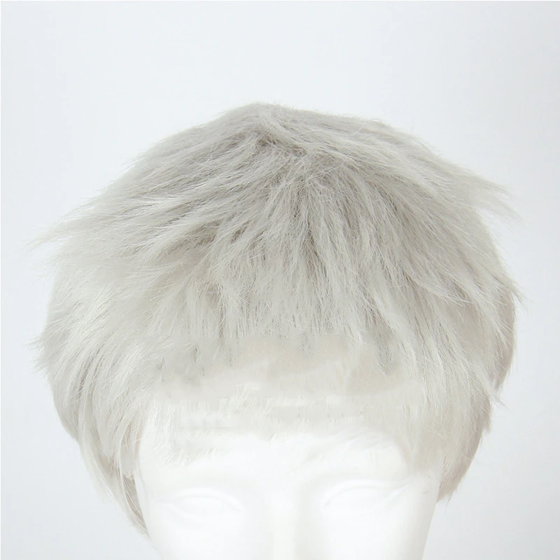Игра OW Soldier 76 Косплей парики Серебристые белые короткие высокие температуры Fiberhair
