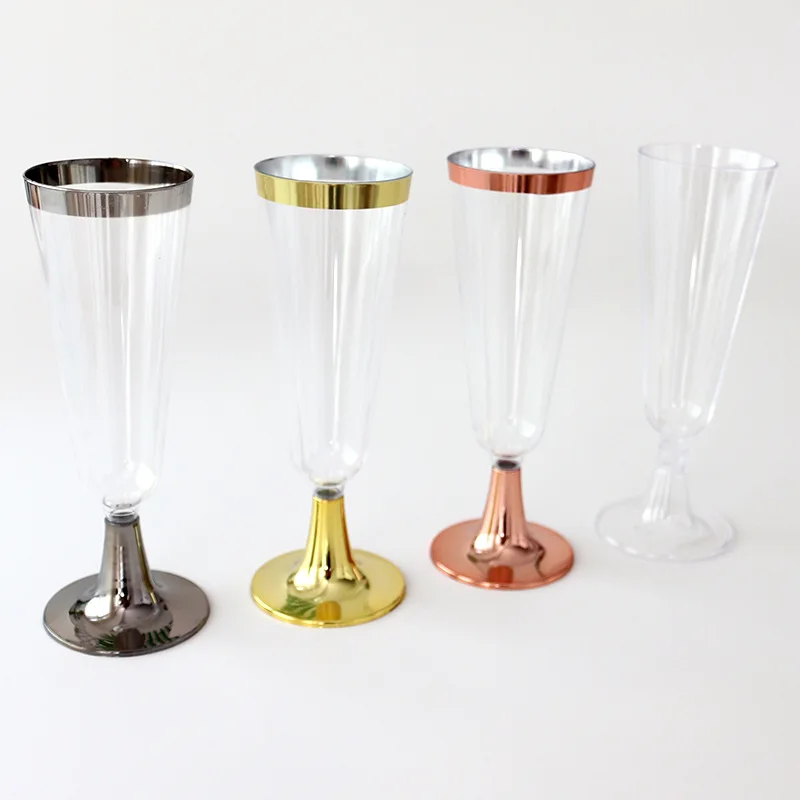 

6pcs/lot Disposable Transparent Wine Glass Wedding Party Decor Champagne Glass Western Restaurant Goblet Birthday Cup Supplies