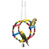 birds toys round circle rings climbing cotton rope toys bite cotton rope swing parrot cage bell toy pet toy