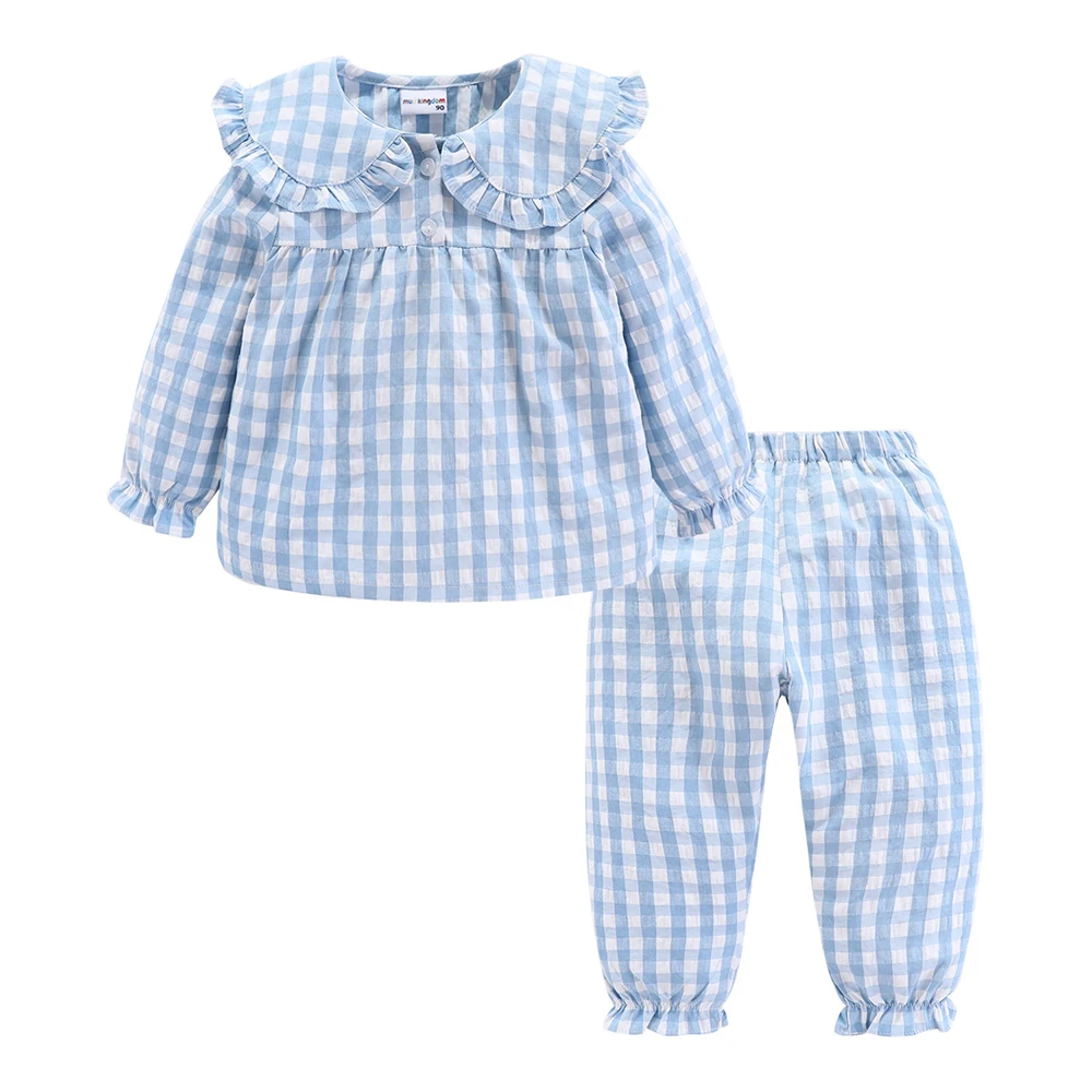 

Girls Pajama Set Peter Pan Collar Cute Plaid Girl Pajamas Suit Homewear Toddler Pajamas Girls Jammies Sleepwear