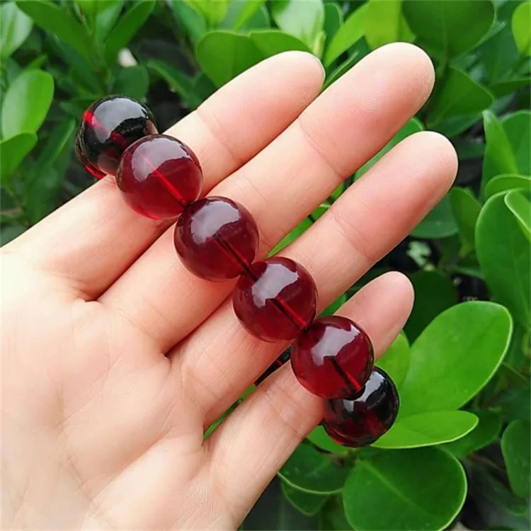 Красный Янтарный медовый восковой браслет натуральный кровяной пруд шар один