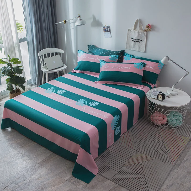 

Pink Green Stripe Pattern Bedding Set Queen King Full Twin Size Bed Linen 4pcs/Set Duvet Cover Set Bed Sheet AB Side Pillowcase