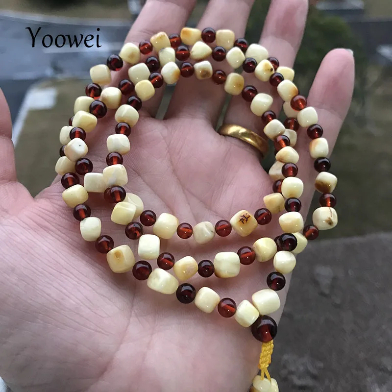 Yoowei 11 4 г 60 см Янтарное ожерелье для женщин подлинные крошечные бусины Diy