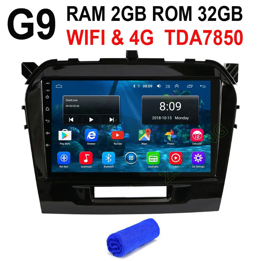 G9 GPS 2.5D DSP 36EQ Android 9,0 автомобильный Радио мультимедийный плеер для Suzuki Vitara Авторадио автомобильный gps навигатор BT - Цвет: G9 GPS