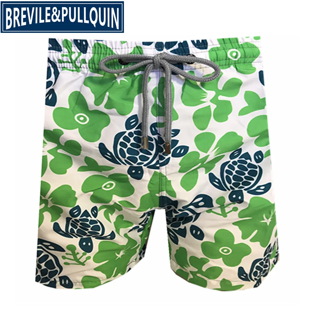 Q Бренд Brevile pullquin пляжные обшитые мужские шорты Черепашки купальная одежда бермуды сексуальные взрослые бордшорты быстросохнущие панды шорты - Цвет: Q