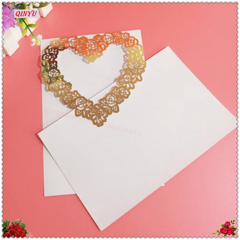 30 шт./компл. свадебные приглашения с сердечками образцы полые кружевные