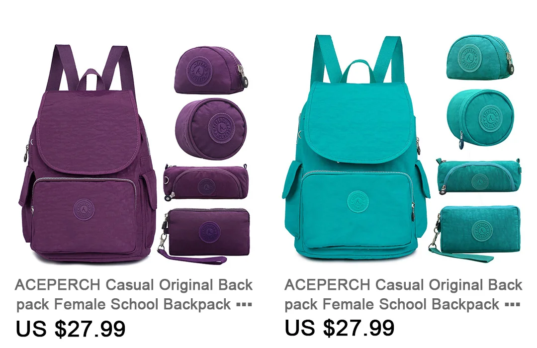 ACEPERCH Повседневный школьный рюкзак Bolsa для девочек-подростков водонепроницаемый нейлоновый ноутбук Mochila Escolar с брелком