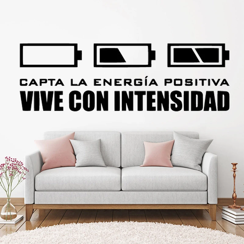 

Vinyl vive con intensidad Stickers Removable Spanish quotes Wall Decor Stickers Bedroom Livingroom Home Decoration Decal RU457