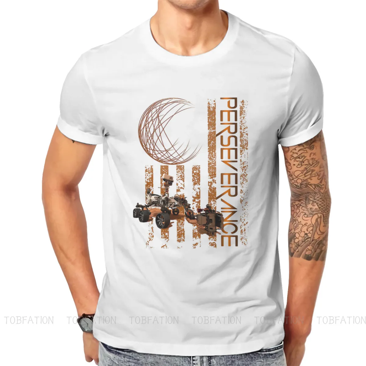 USA Flag Hip Hop TShirt Mars 2020 Perseverance Rover Exploration Creative Tops Casual T Shirt Men Tee Unique Gift Clothes