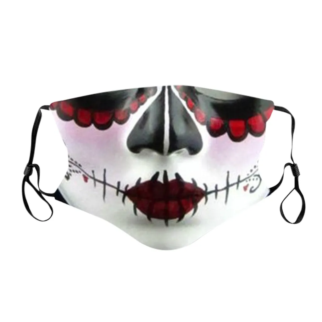 Halloween Face Mask 3D Skull Print Mascara Gripe Funny Washable Mouth Masks Casual Cotton Fabric Adult Cover Mondmasker | Дом и сад
