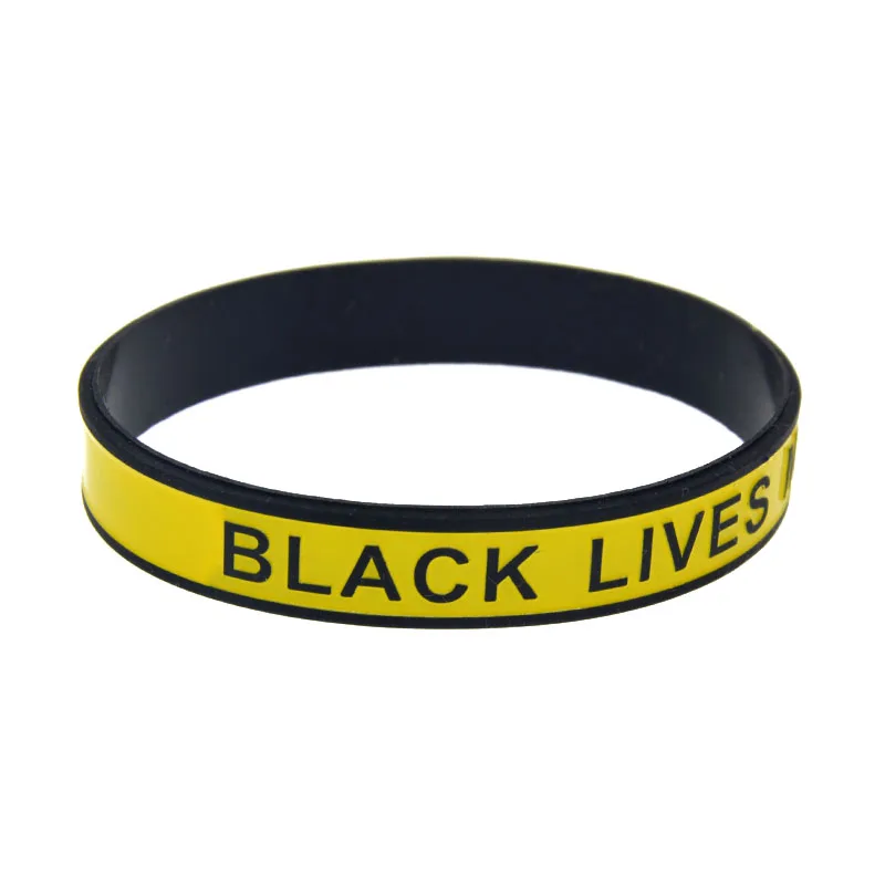

OBH 50PCS Black Lives Matter with Line Silicone Bracelet Yellow and Black