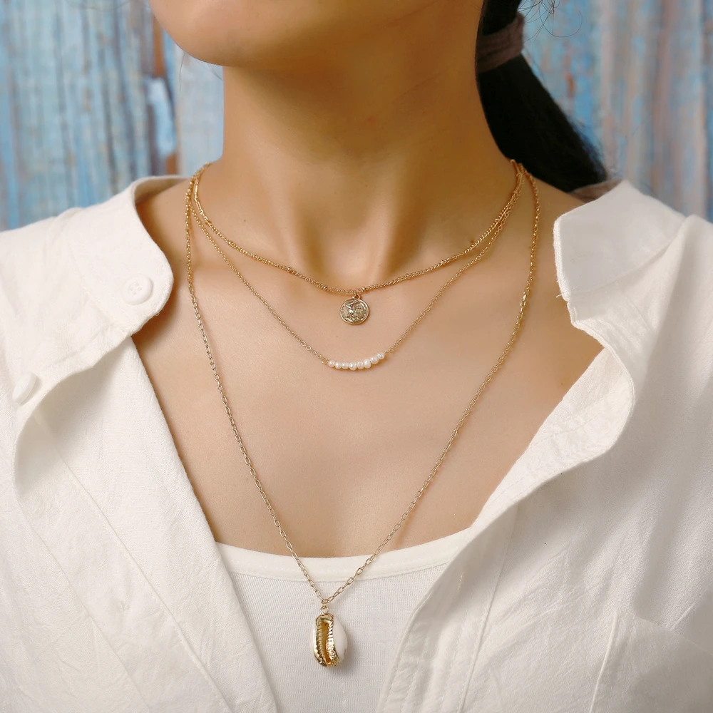 Винтажное Золотое геометрическое ожерелье в стиле бохо для женщин модное с