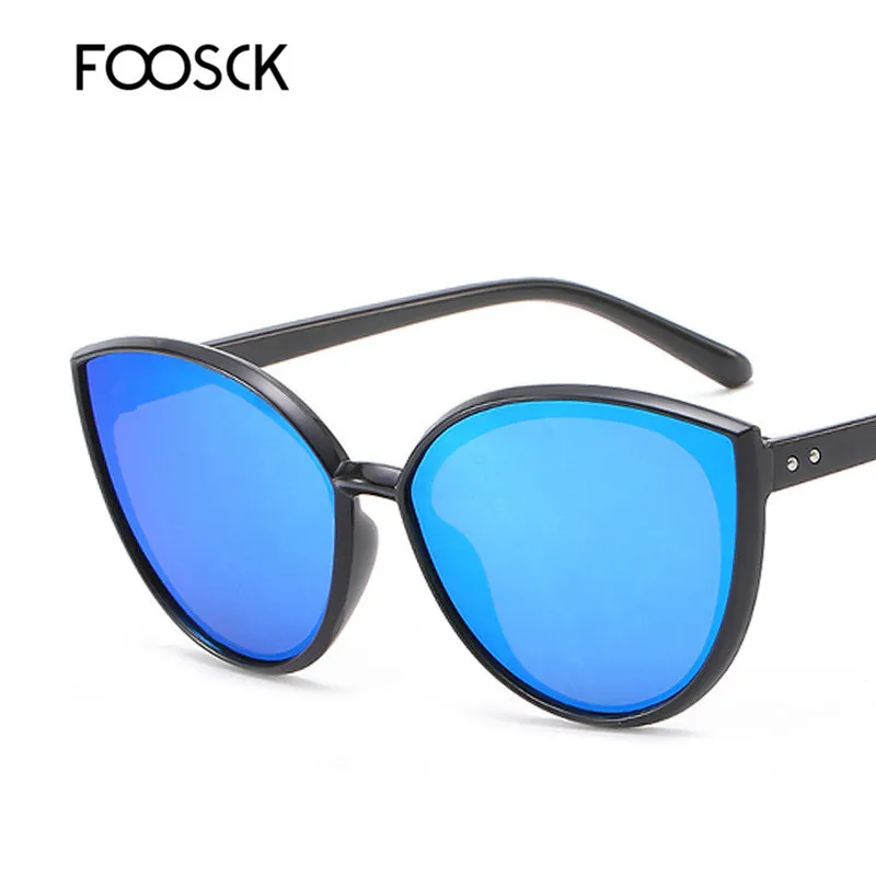 FOOSCK Роскошные брендовые дизайнерские солнцезащитные очки кошачий глаз винтажные Ретро женские солнцезащитные очки для женщин UV400 очки - Цвет линз: C6Blue