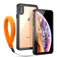 inkolelo iphone xs iphone x waterproof case built in screen ip68 full sealed shockproof cover for swimming diving black