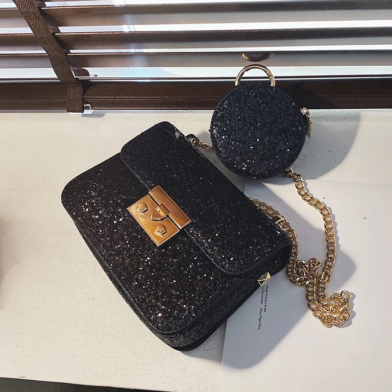 Квадратная сумка через плечо с блестками 2020 модная Новая высококачественная