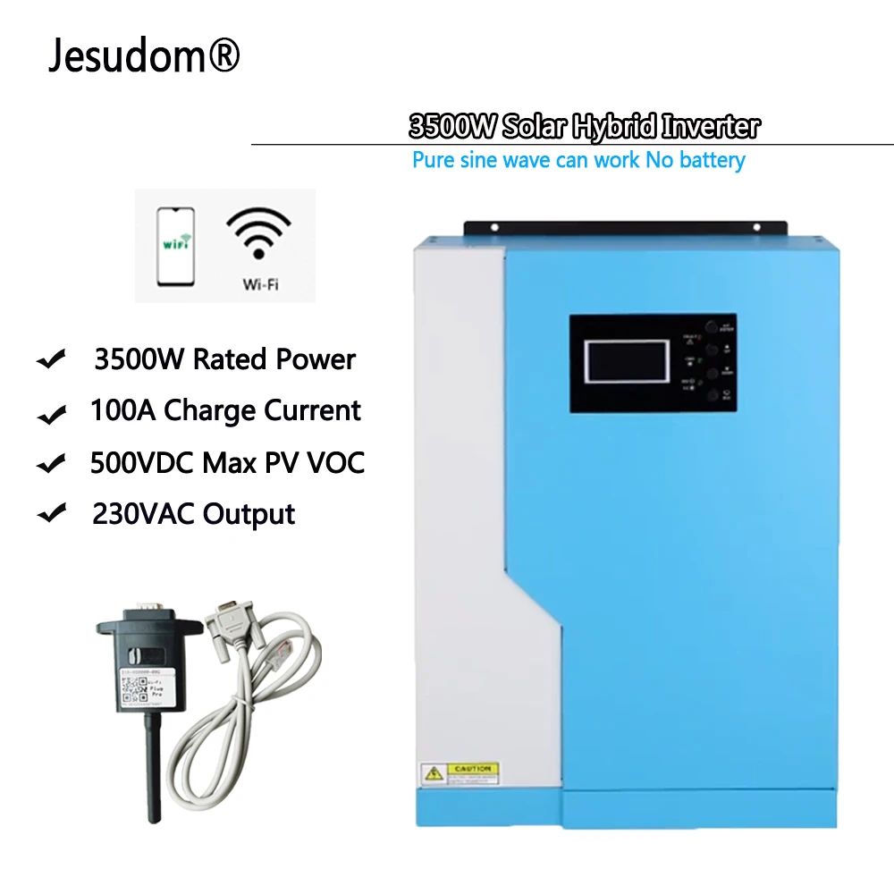 JESUDOM 3.5KW солнечный инвертор с WiFI AC 220V230V встроенный 24V100A MPPT Солнечный контроллер
