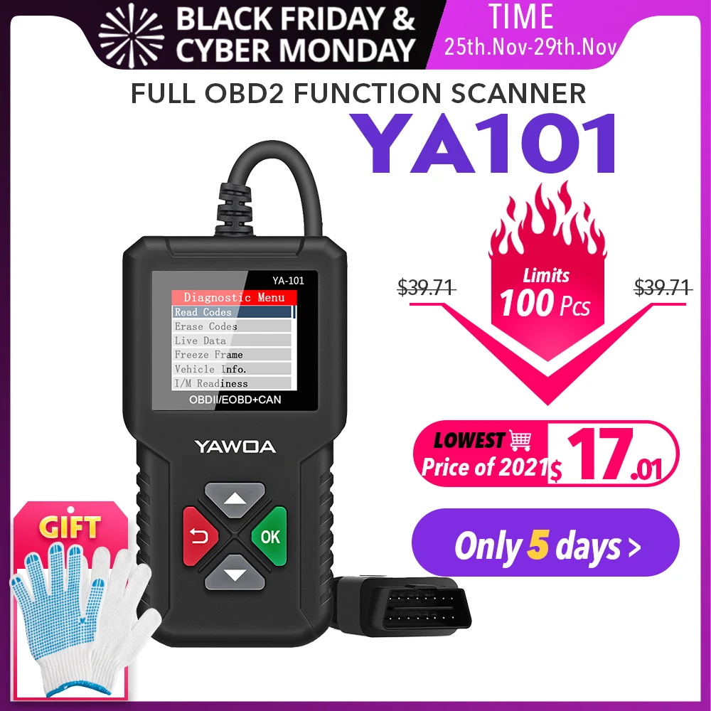 

Ediag YA101 OBD2 Scanner Easydiag Support Full OBD II/EOBD Code Reader Creader YA-101 Upgrade Via USB Life Time PK CR3001