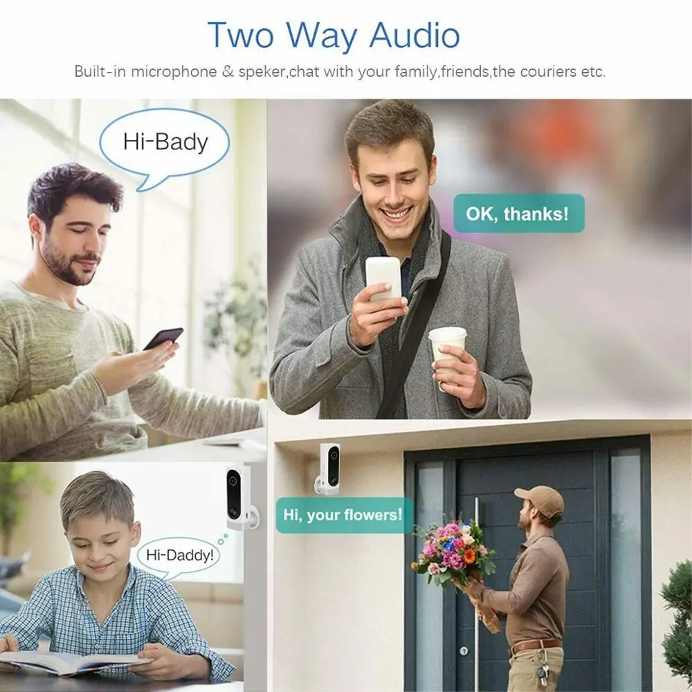 100% провод бесплатная батарея WIFI камера беспроводная PIR внутренняя аудио P2P IR IP