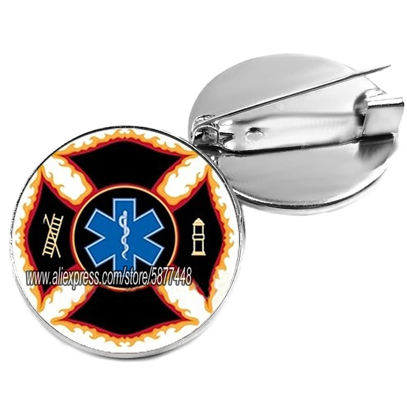 Модная стеклянная брошь Fire Dept булавка огнетушитель значок с топором на шлем