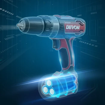DEVON 12V электрическая отвертка перезаряжаемая беспроводная дрель литий-ионная Ударная дрель бытовой Беспроводной Мощность водительский инструмент 2-х скоростная