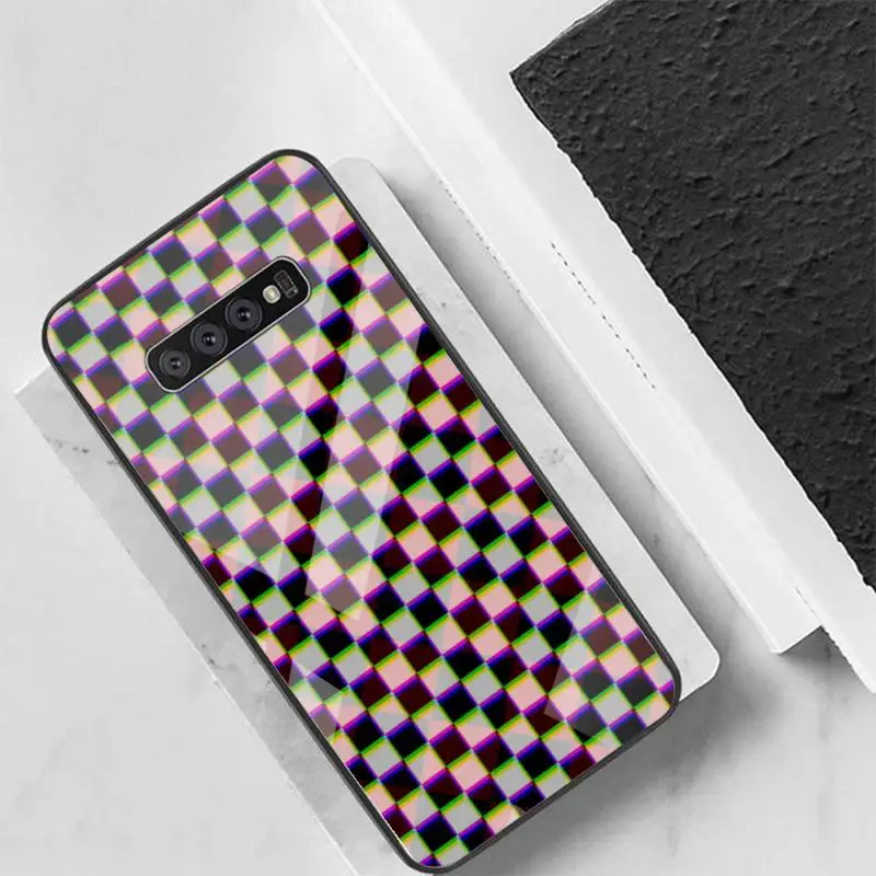 

Checkerboard Plaid Checkered Back Cover For Samsung Cases S20 Plus S10 NOTE 8 9 10 10PRO Tempered Glass Soft Silicone Edge