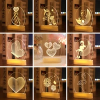 warm white 3d night lights bedroom decoration illusion night lights bear table lamp kids gifts holiday butterfly acrylic lights