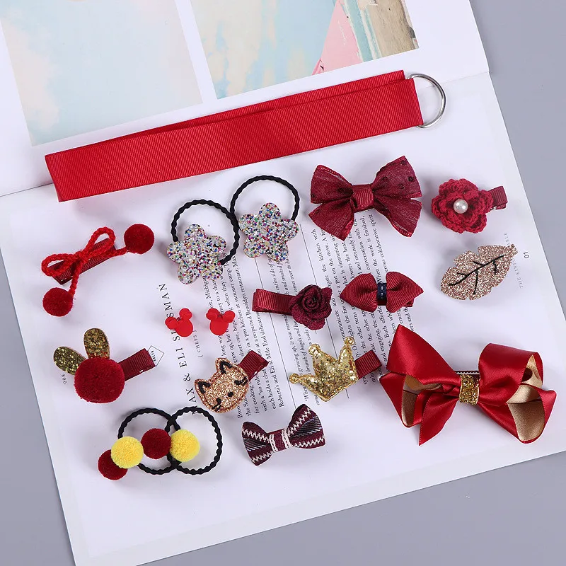 Заколки для волос Детские тканевые с бантом цветами 18 шт. | Детская одежда и обувь