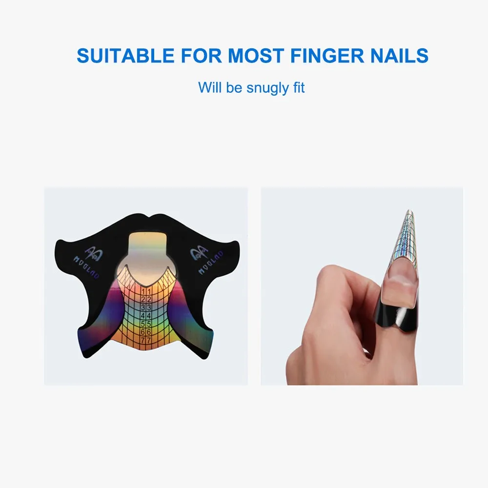 

100pcs / 300pcs Nails Form Thick Nail Art Tips Guide Sticker Adhesive Nail Form Extension Nail Tool
