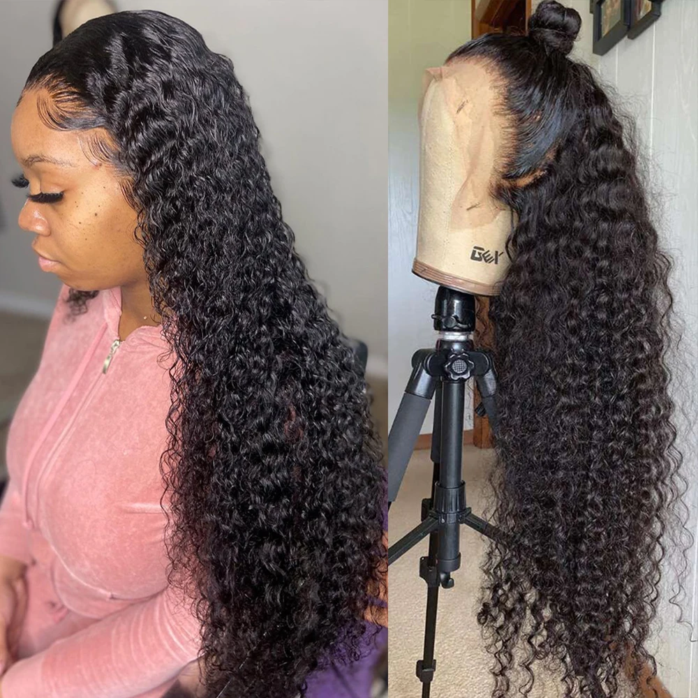 

Парик из малайзийских вьющихся человеческих волос на прозрачной сетке, 13 х6 дюймов