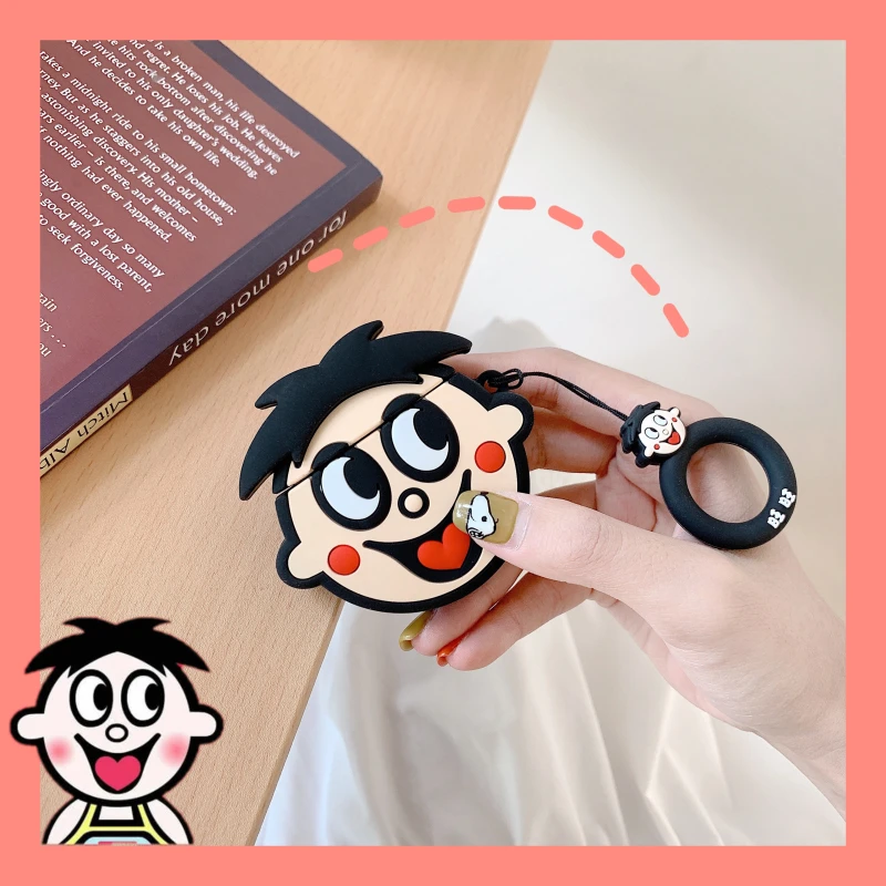 Чехол с 3D милым аниме-принтом Kawaii для Airpods 1 2, беспроводной чехол для наушников с кольцом на палец