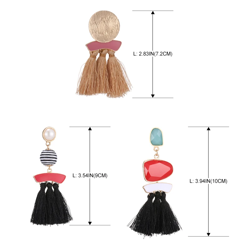 Женские серьги с кисточками JOUVAL богемные большие висячие модные ювелирные